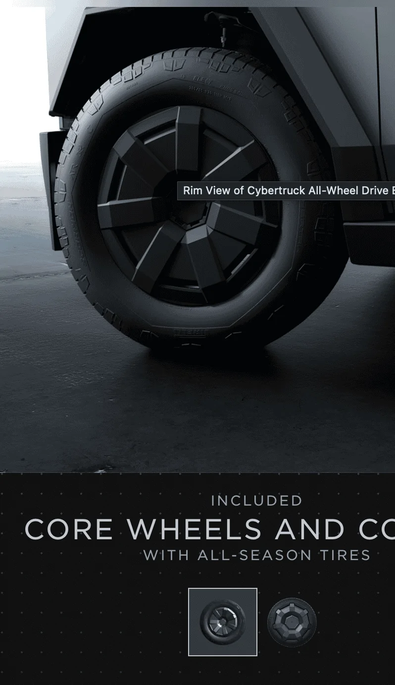Tesla Cybertruck Breaking: Tactical Grey Interior + 20" Core Wheel Design and Aero Cover for Foundation Series Cybertruck Screenshot 2024-05-06 at 9.19.37 PM