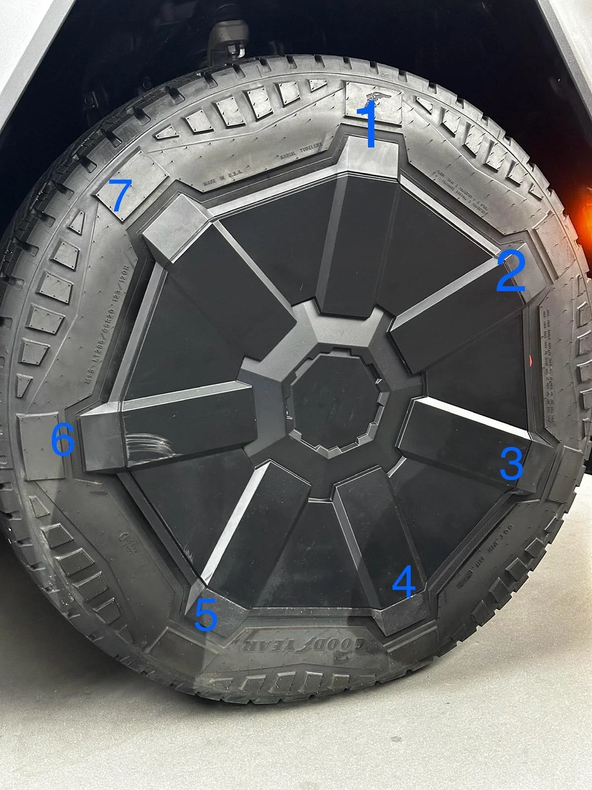 Tesla Cybertruck Breaking: Tactical Grey Interior + 20" Core Wheel Design and Aero Cover for Foundation Series Cybertruck IMG_0448