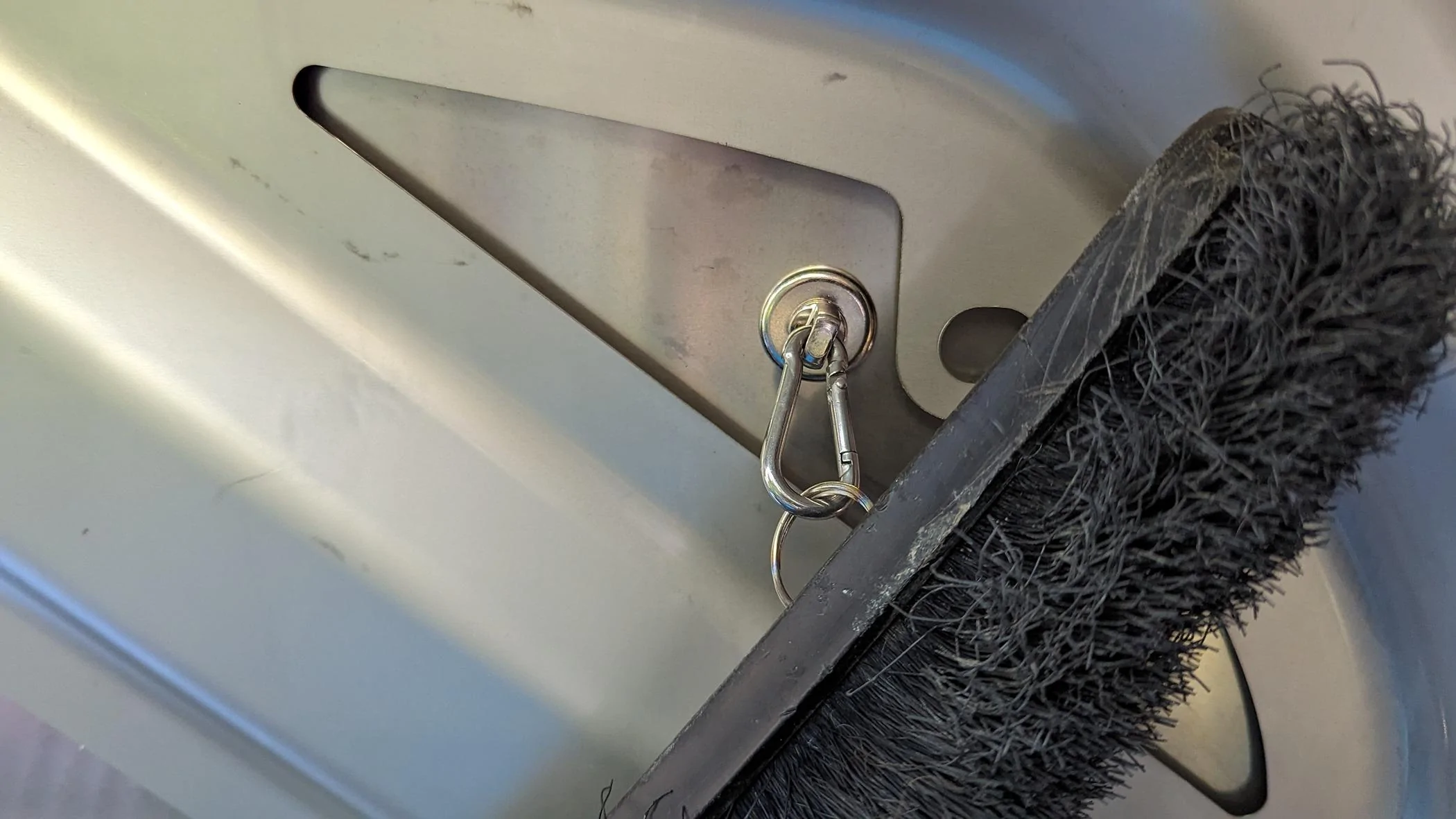 Tesla Cybertruck Cleaning inside of windshield -- using window cleaning mop with long handle PXL_20240507_185958325.MP