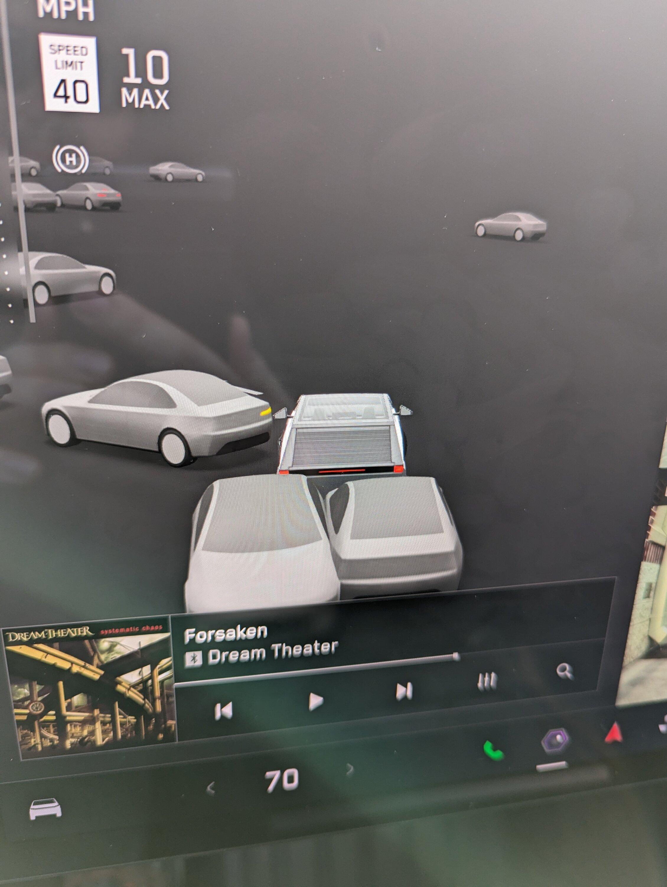Tesla Cybertruck Phantom cars glitching into truck on UI 1000013429