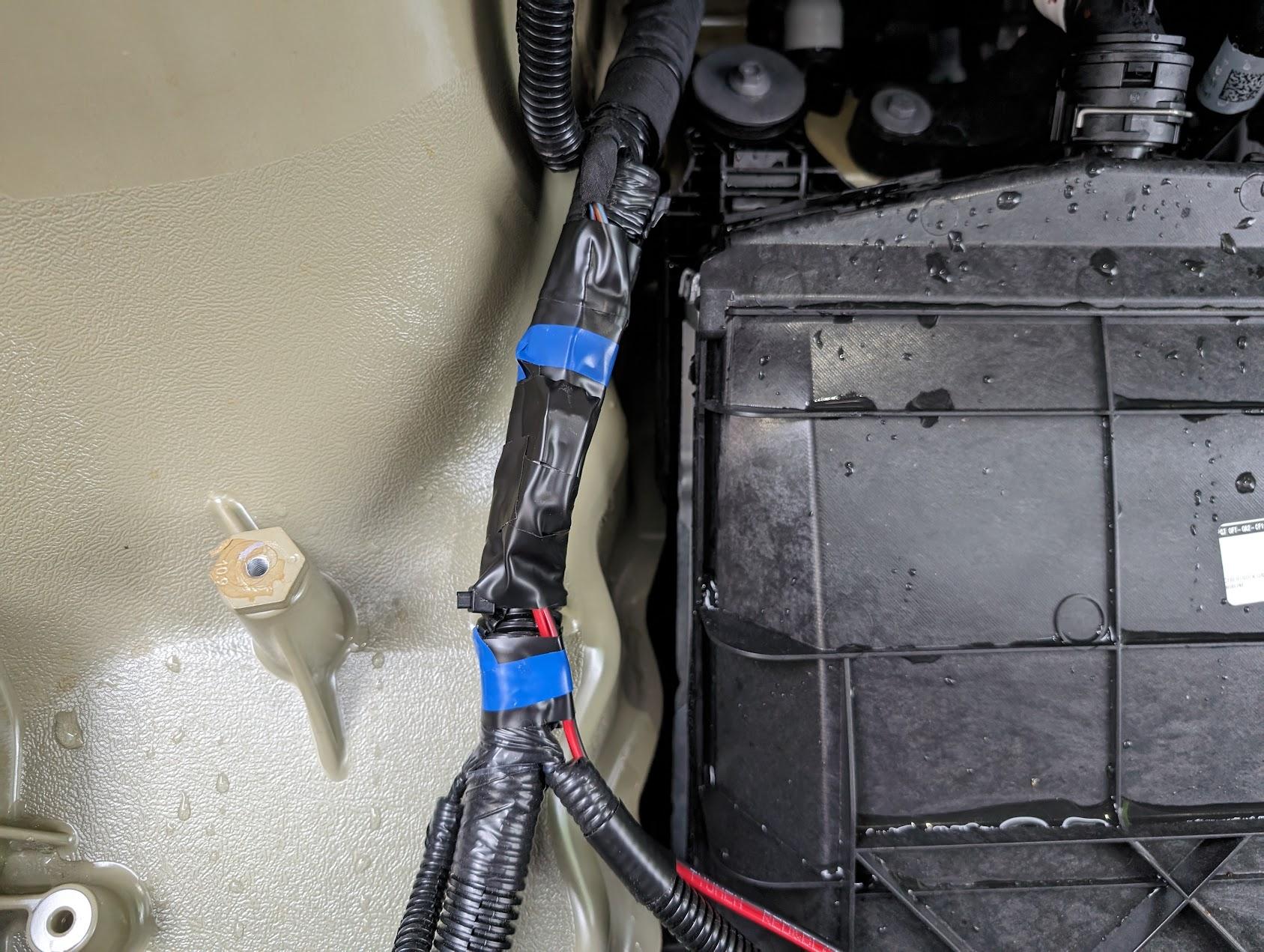 Tesla Cybertruck Hardwired fridge in frunk wires2