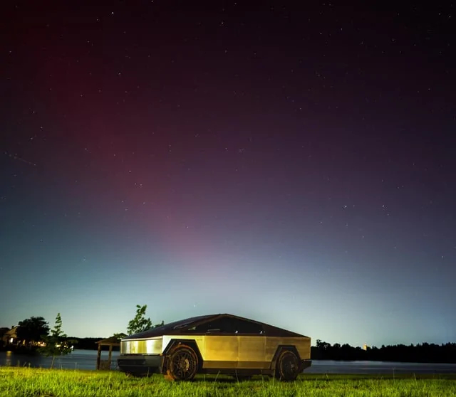 Tesla Cybertruck Northern Lights Aurora Borealis w/ Cybertruck - post yours cybertruck northern lights aurora borealis