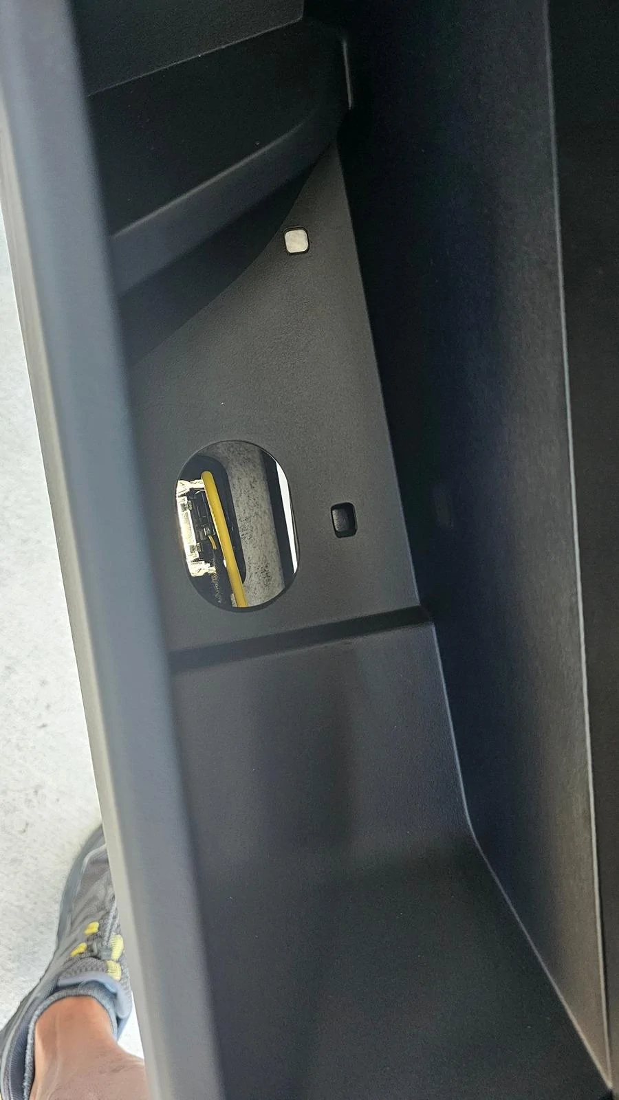 Tesla Cybertruck Kid dropped iPad down tonneau cover slit. 20240512_174850