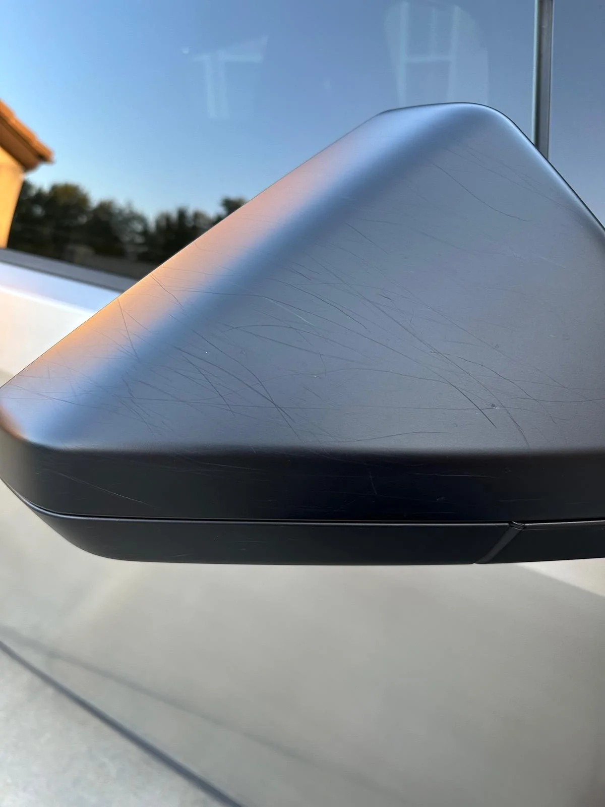 Tesla Cybertruck Side mirror scratched by the bushes from off-roading IMG_2994