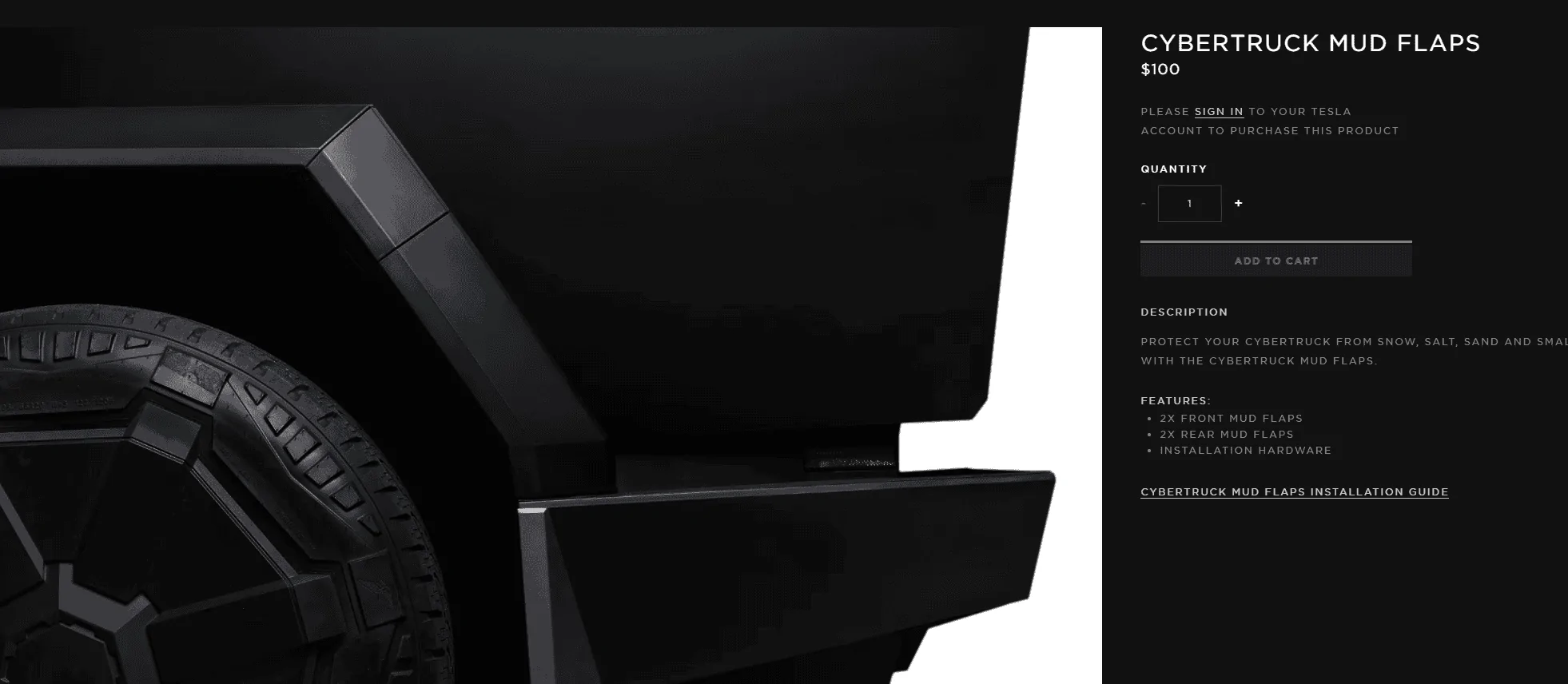 Tesla Cybertruck Cybertruck Mud Flaps now available in Tesla Shop 1715709766977-11