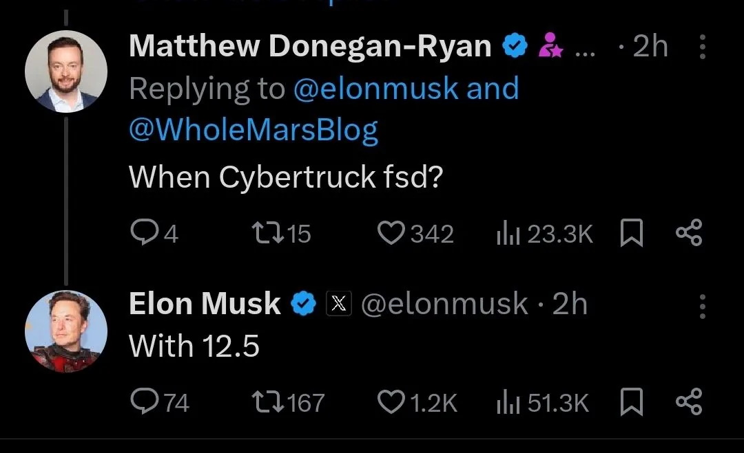 Tesla Cybertruck FSD 12.5 Debut Expected Late June for Cybertruck! Screenshot_20240515_020931_X