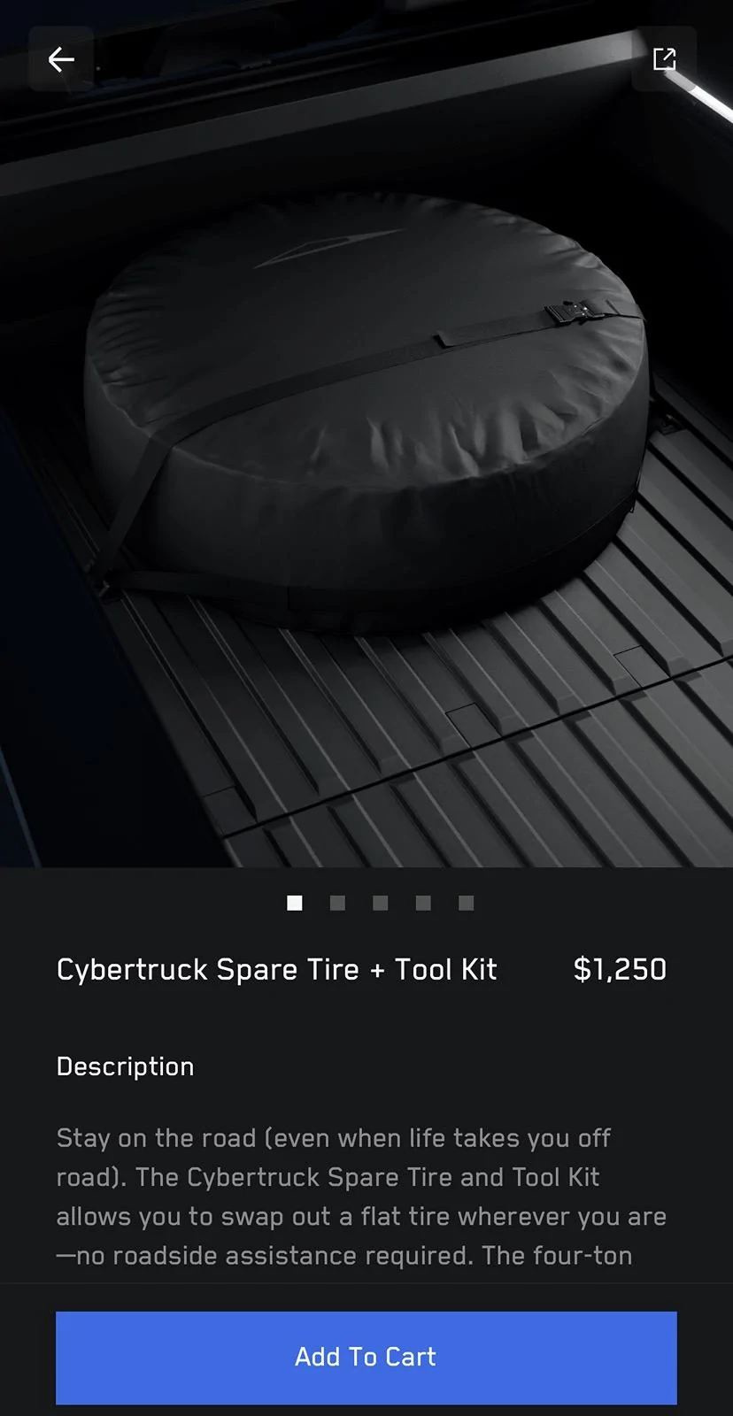 Tesla Cybertruck Cybertruck Spare Tire + Change Tool Kit Available Now in Official Tesla Shop IMG_1955