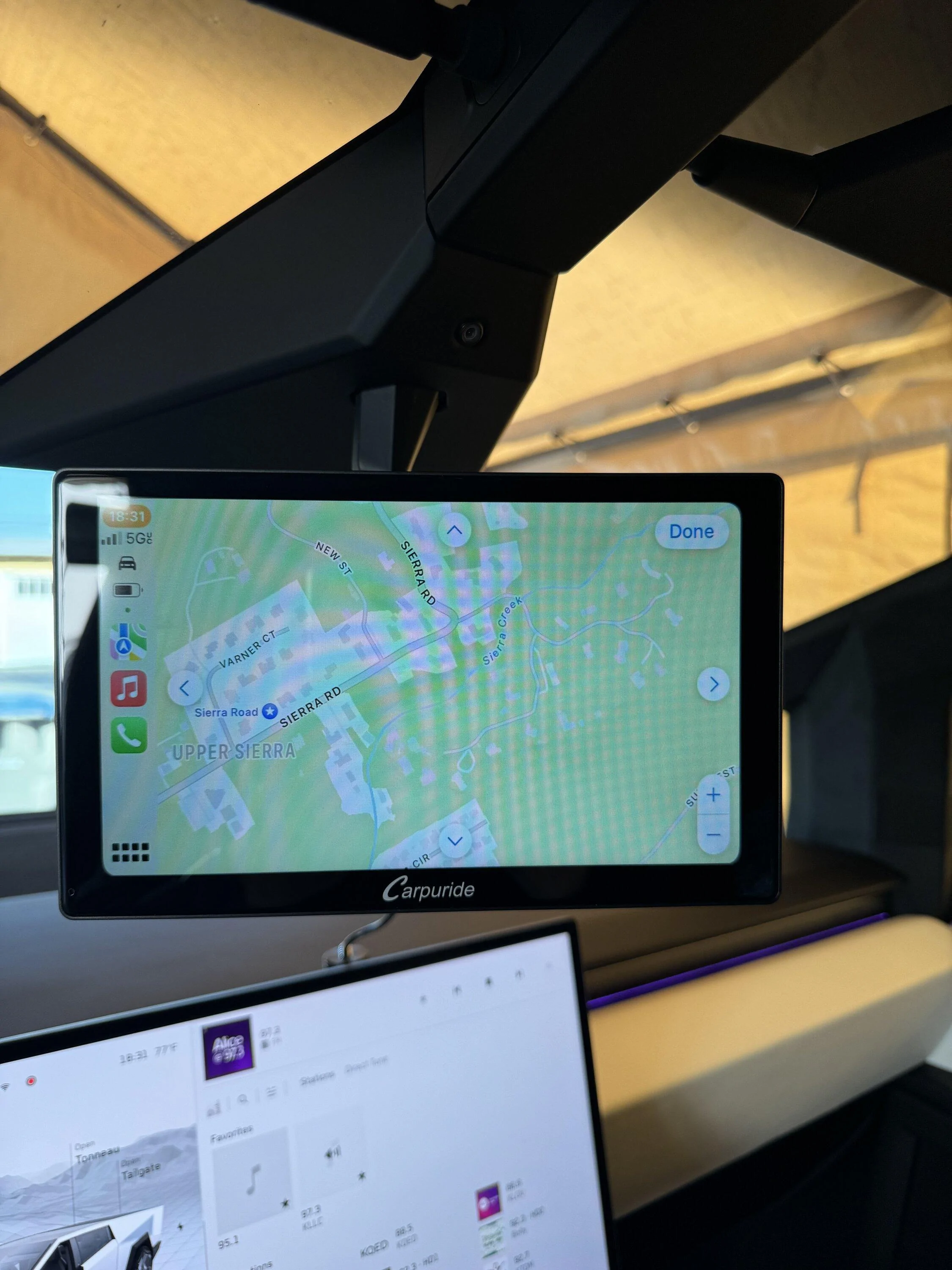 Tesla Cybertruck Apple CarPlay and rear camera IMG_1225