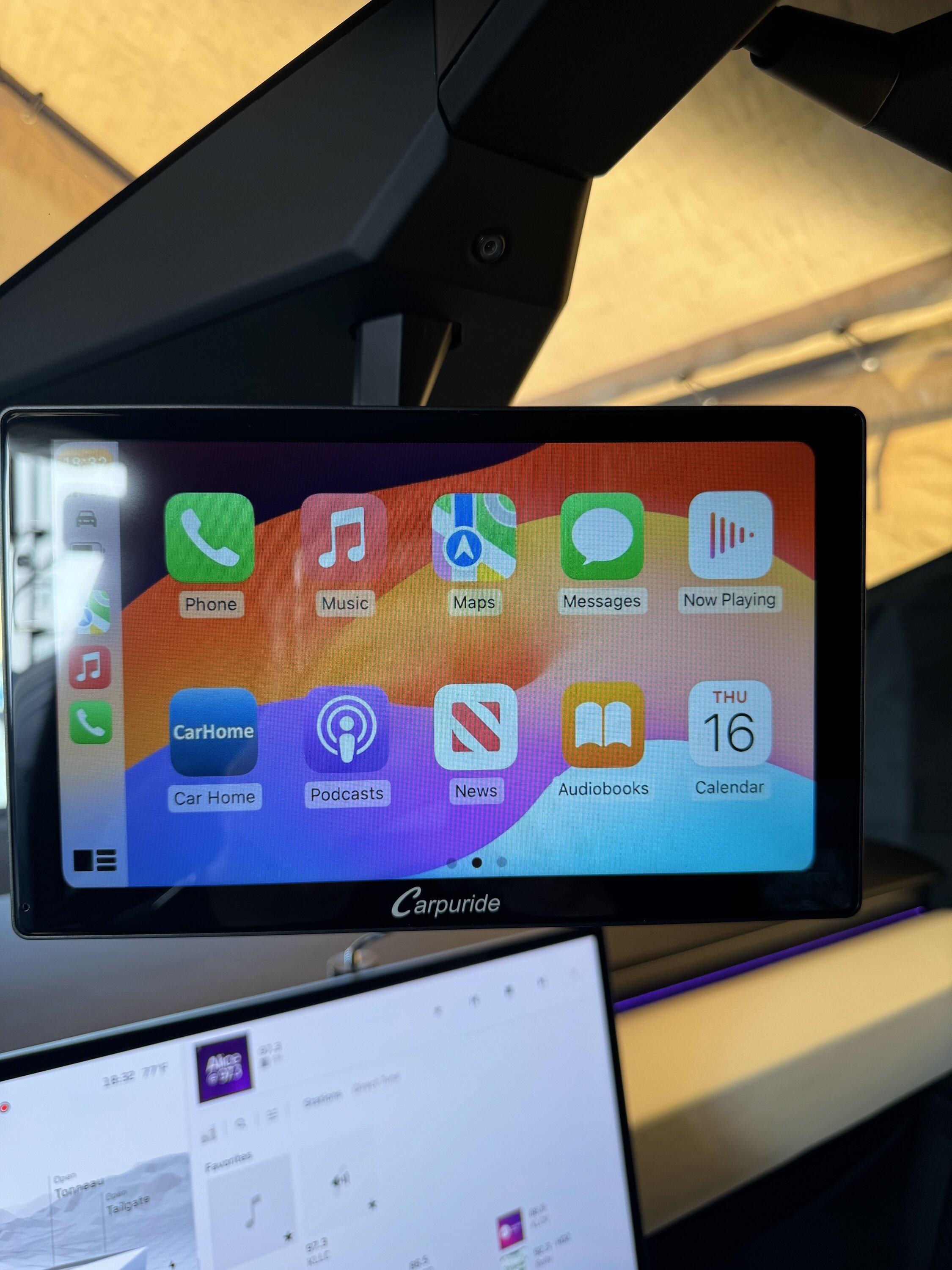 Tesla Cybertruck Apple CarPlay and rear camera IMG_1226.JPG