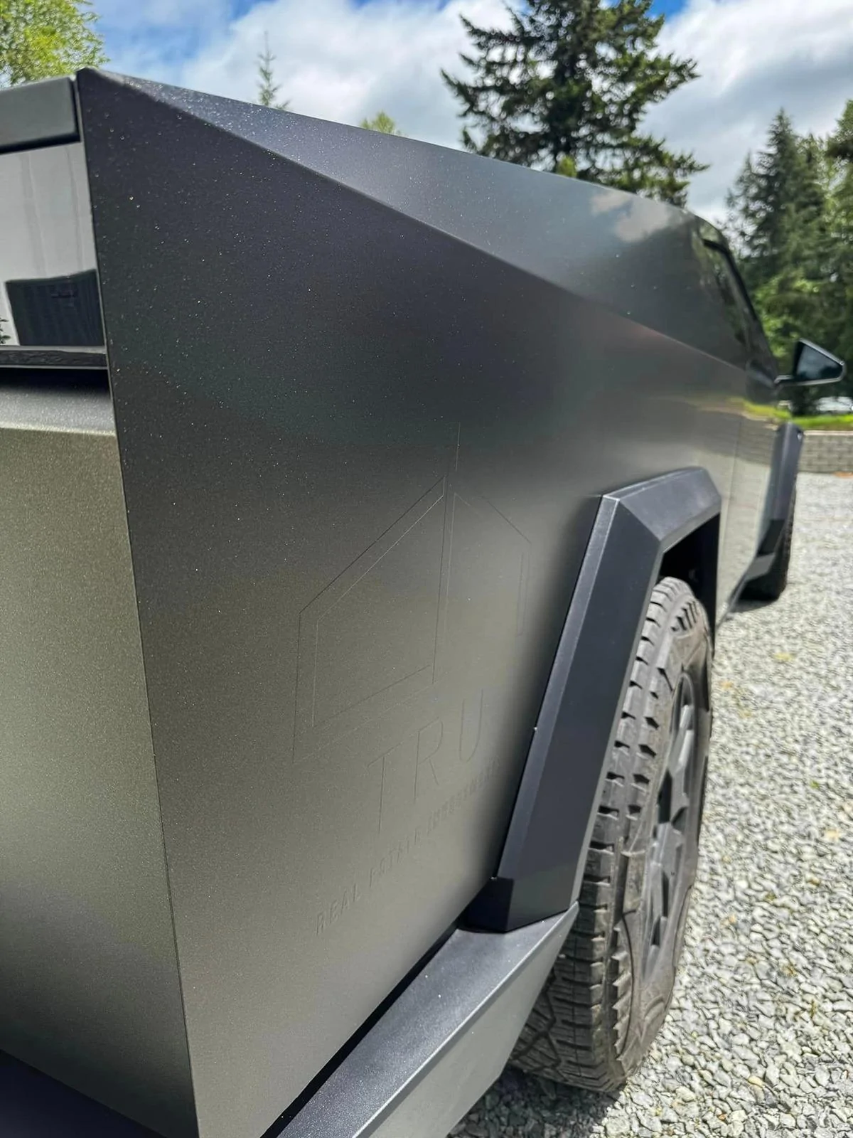 Tesla Cybertruck 3M 2080 Satin Gold Dust Black Vinyl Wrap Cybertruck 3M Satin Gold Dust Black Vinyl Wrap Cybertruck 6