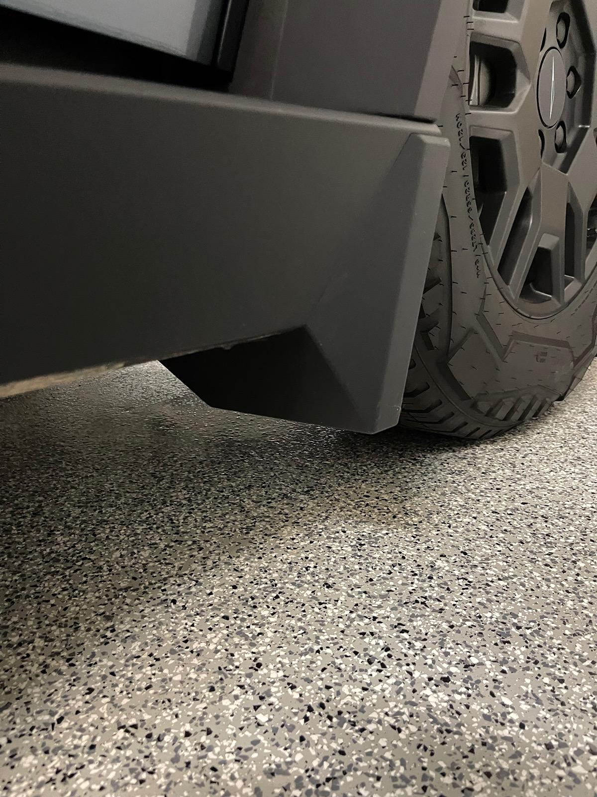 Tesla Cybertruck Mud Flaps Installed on Cybertruck - First Photos cybertruck mud flaps installed 1