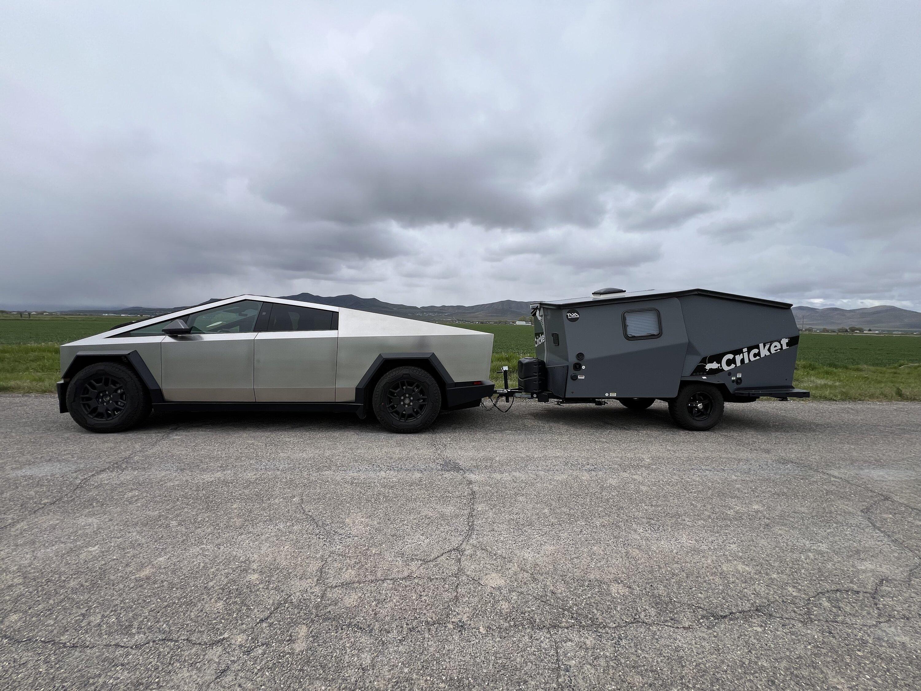 Tesla Cybertruck Took the angles camping and towed Taxa Cricket pop-up trailer w/ Cybertruck IMG_7398