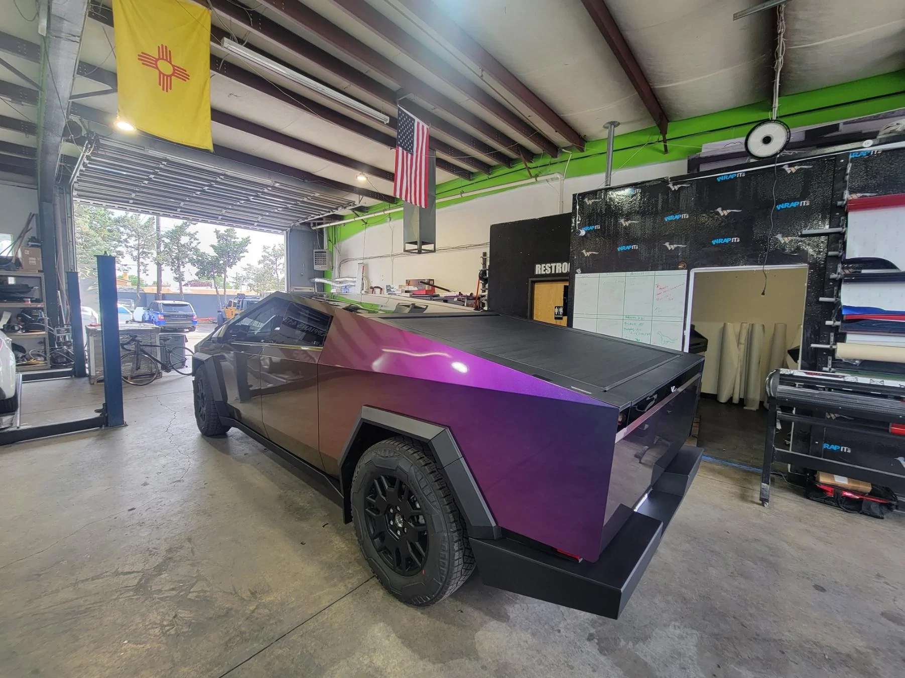 Tesla Cybertruck Wrapped in Inozetek Spectrum, tinted 20% and ceramic coated 20240520_162234