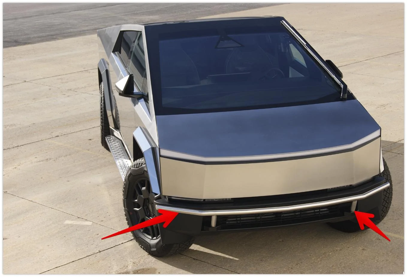 Tesla Cybertruck 👋 RealWheels EV - NEW Cybertruck Accessories Running Boards, Trim, Bumper Bars and more! frnt bar