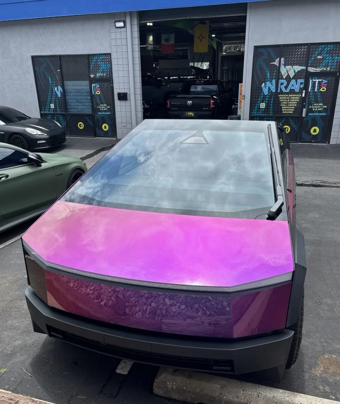 Tesla Cybertruck Wrapped in Inozetek Spectrum, tinted 20% and ceramic coated Truck3