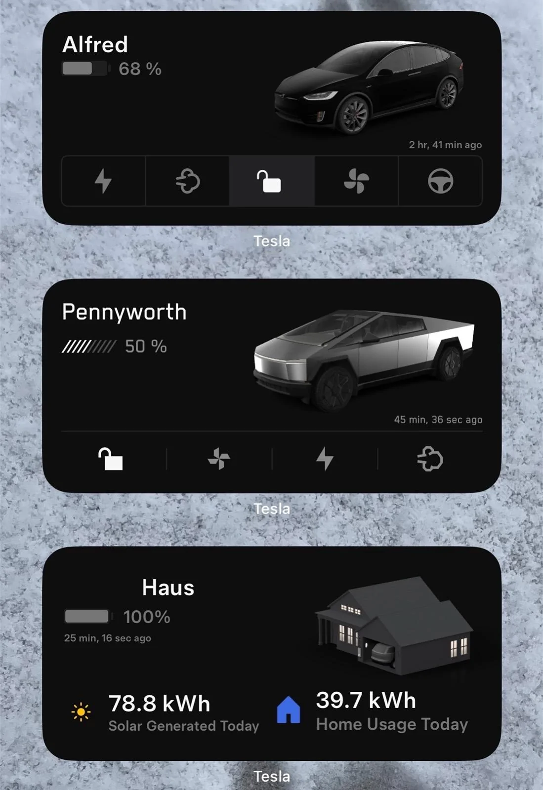 Tesla Cybertruck iPhone Widget - how to show different vehicles? IMG_8406