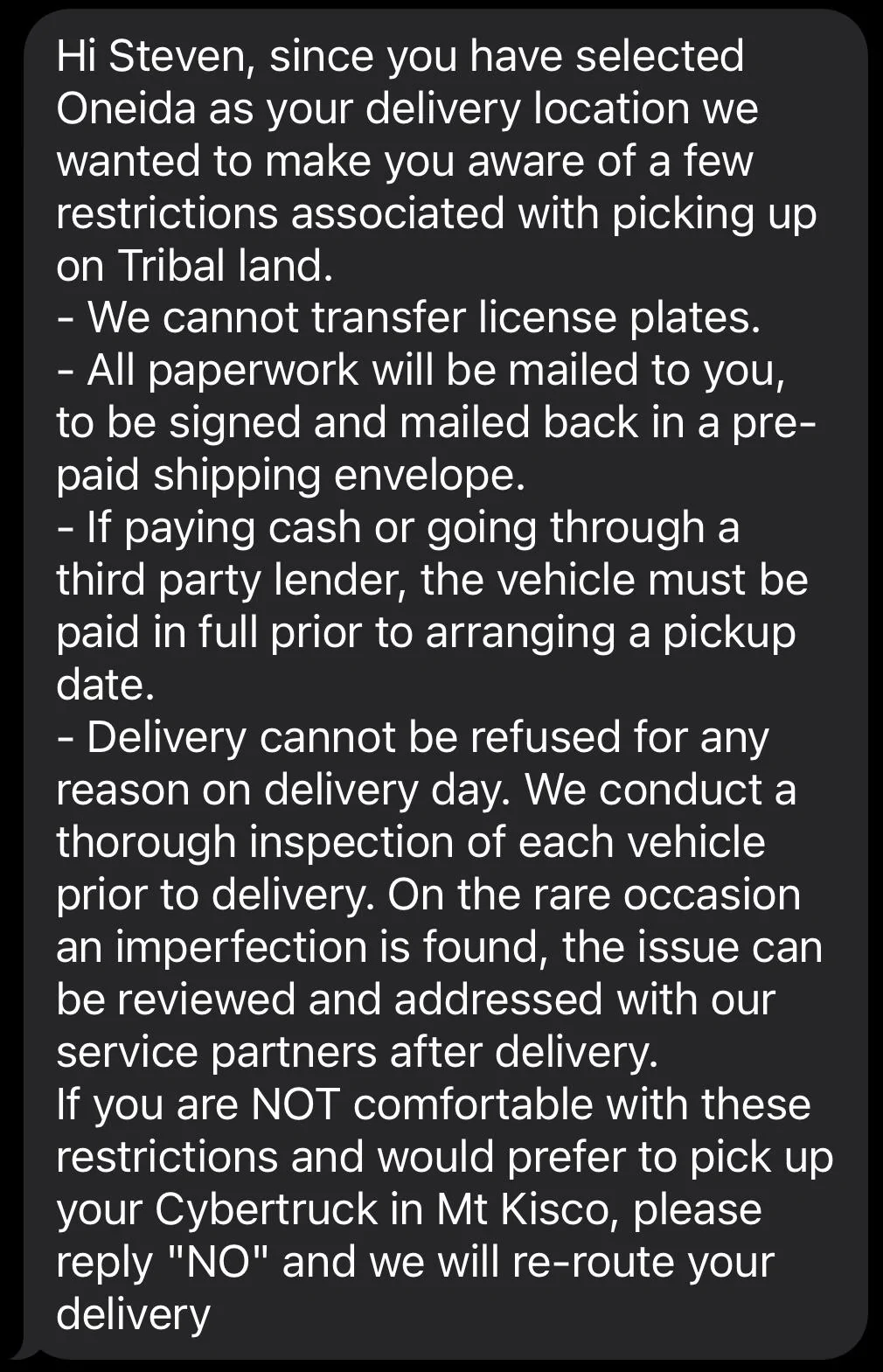 Tesla Cybertruck Truck Delivered With Service Issues - Hold on Sale IMG_1411