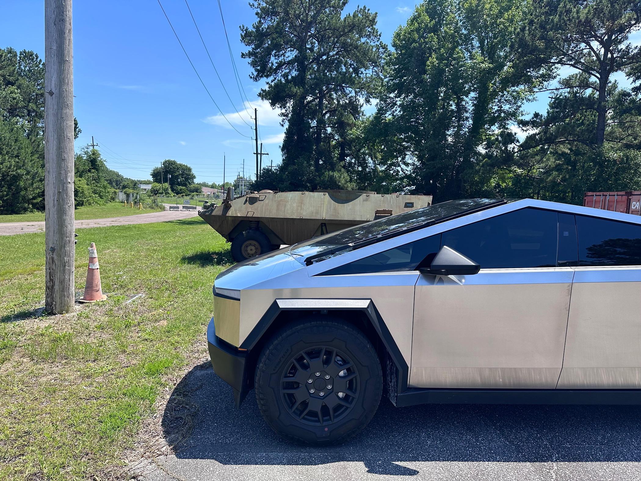 Tesla Cybertruck Two Armored Vehicles IMG_1121