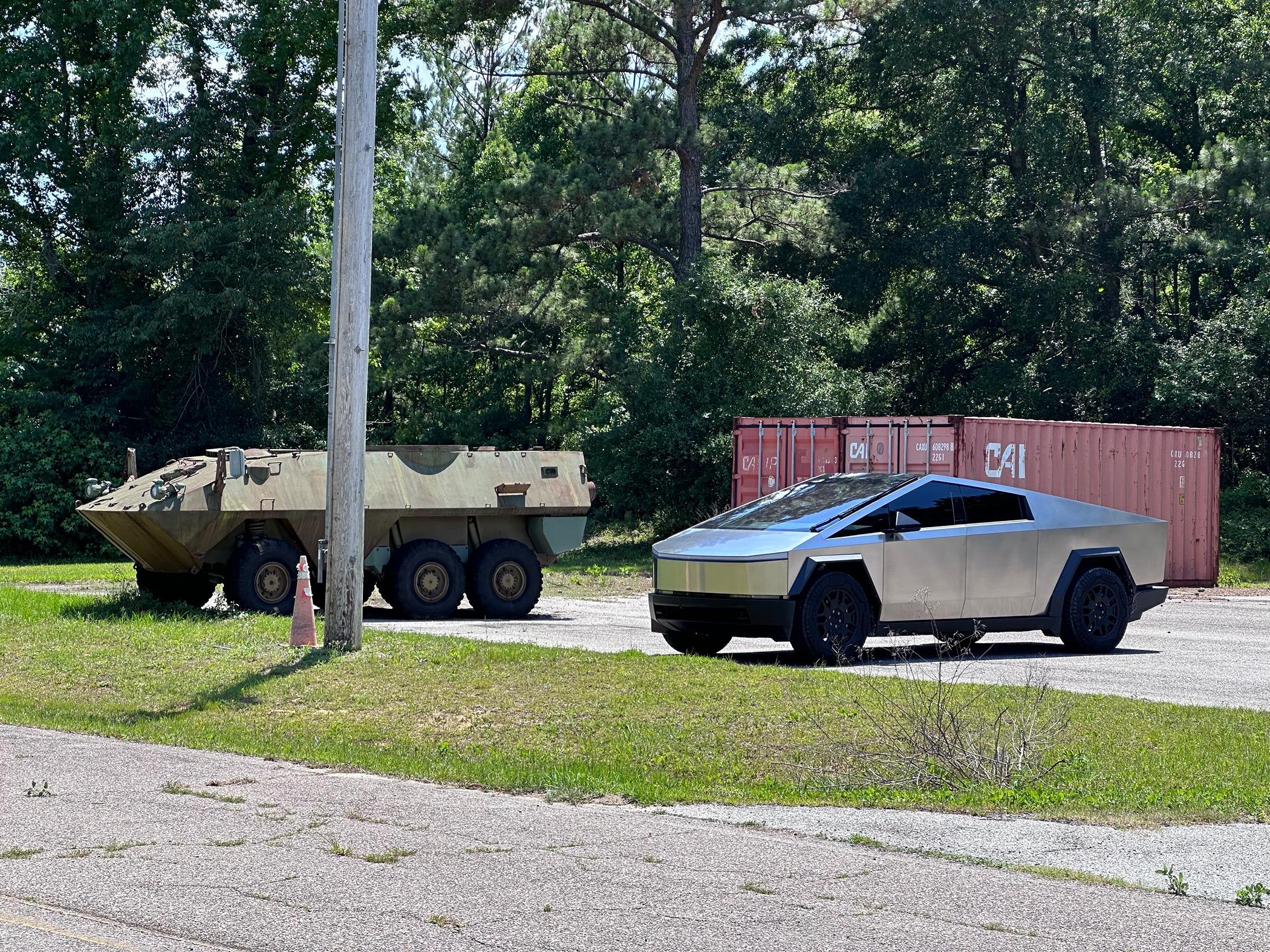 Tesla Cybertruck Two Armored Vehicles IMG_1119