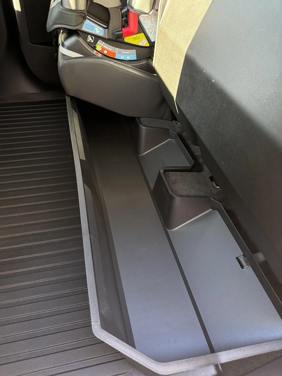 Tesla Cybertruck Tesla Underseat Storage Bin - Installed Photos & Review cybertruck underseat bin installed