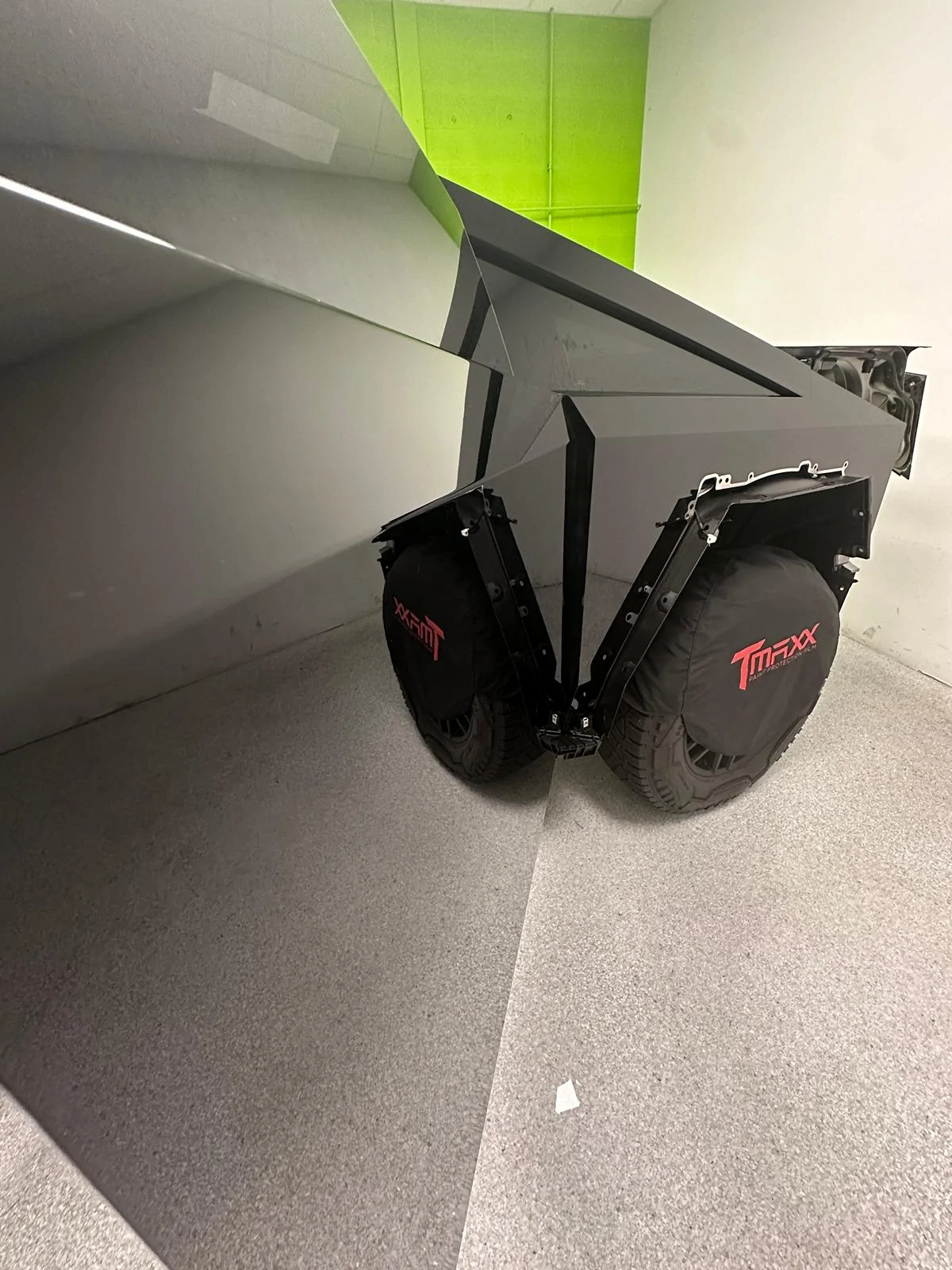 Tesla Cybertruck Gloss black PPF & fully gloss black painted bumpers / cladding - and custom all black leather interior & 24" monoblocks IMG_0325