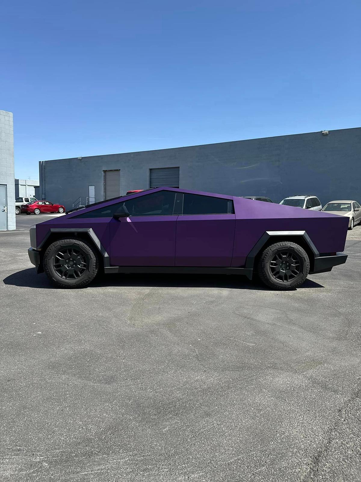 Tesla Cybertruck BLUE / BLURPLE / PURPLE Vinyl Wrap & PPF Cybertruck -- Photos & Videos KPMF Matte Purple Black Iridescent Wrap on Cybertruck 3