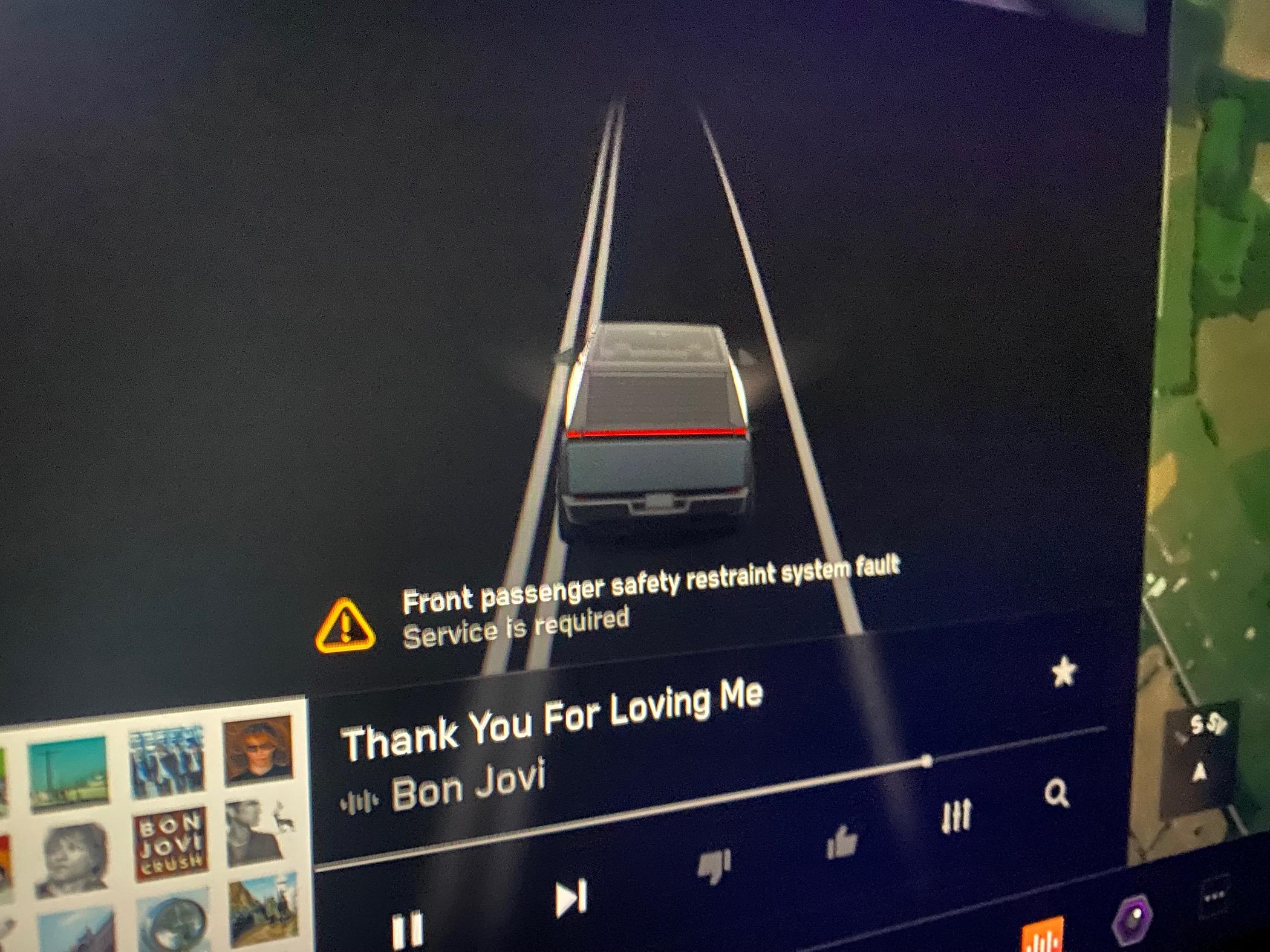 Tesla Cybertruck Front passenger safety restraints system fault, anyone else? IMG_1337
