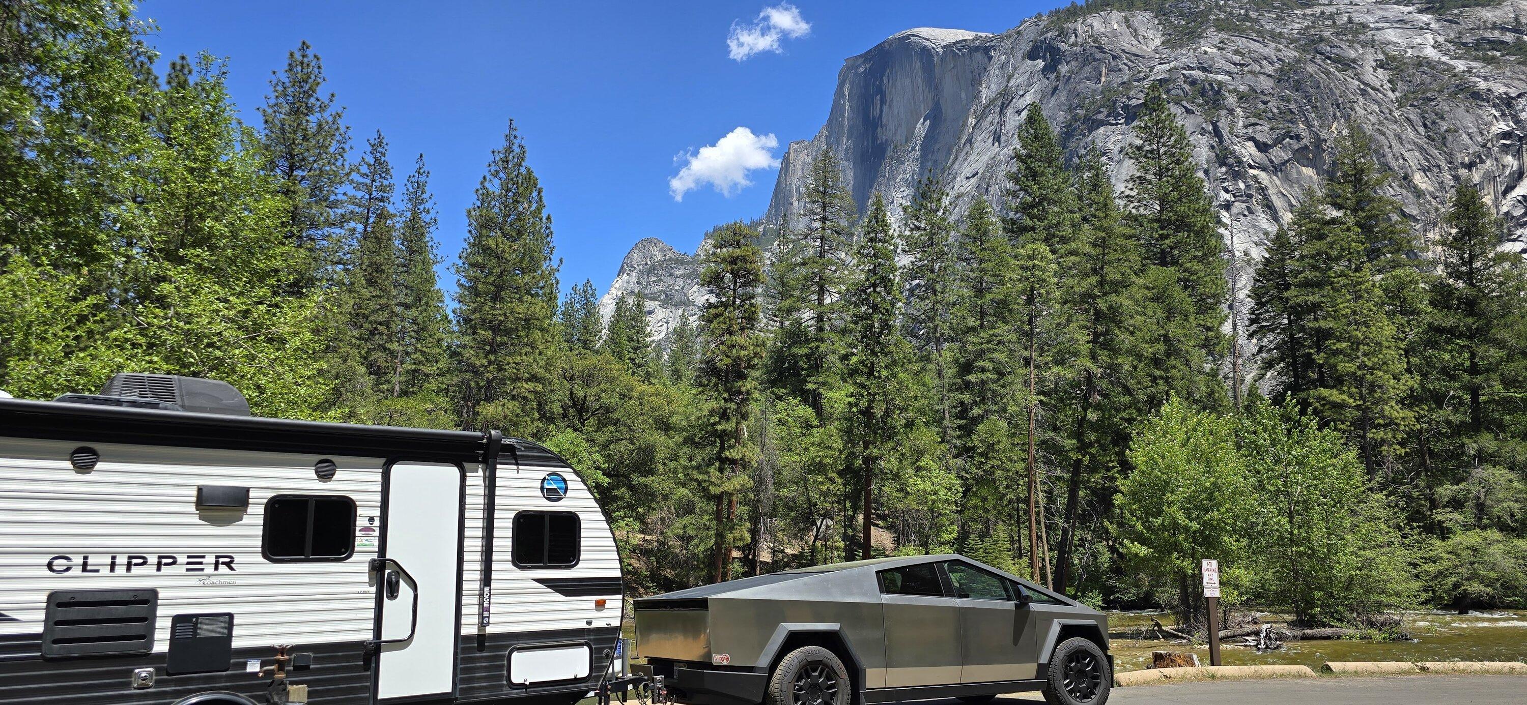 Tesla Cybertruck Towing trailer to Yosemite for 2 days with Cybertruck 20240519_134611