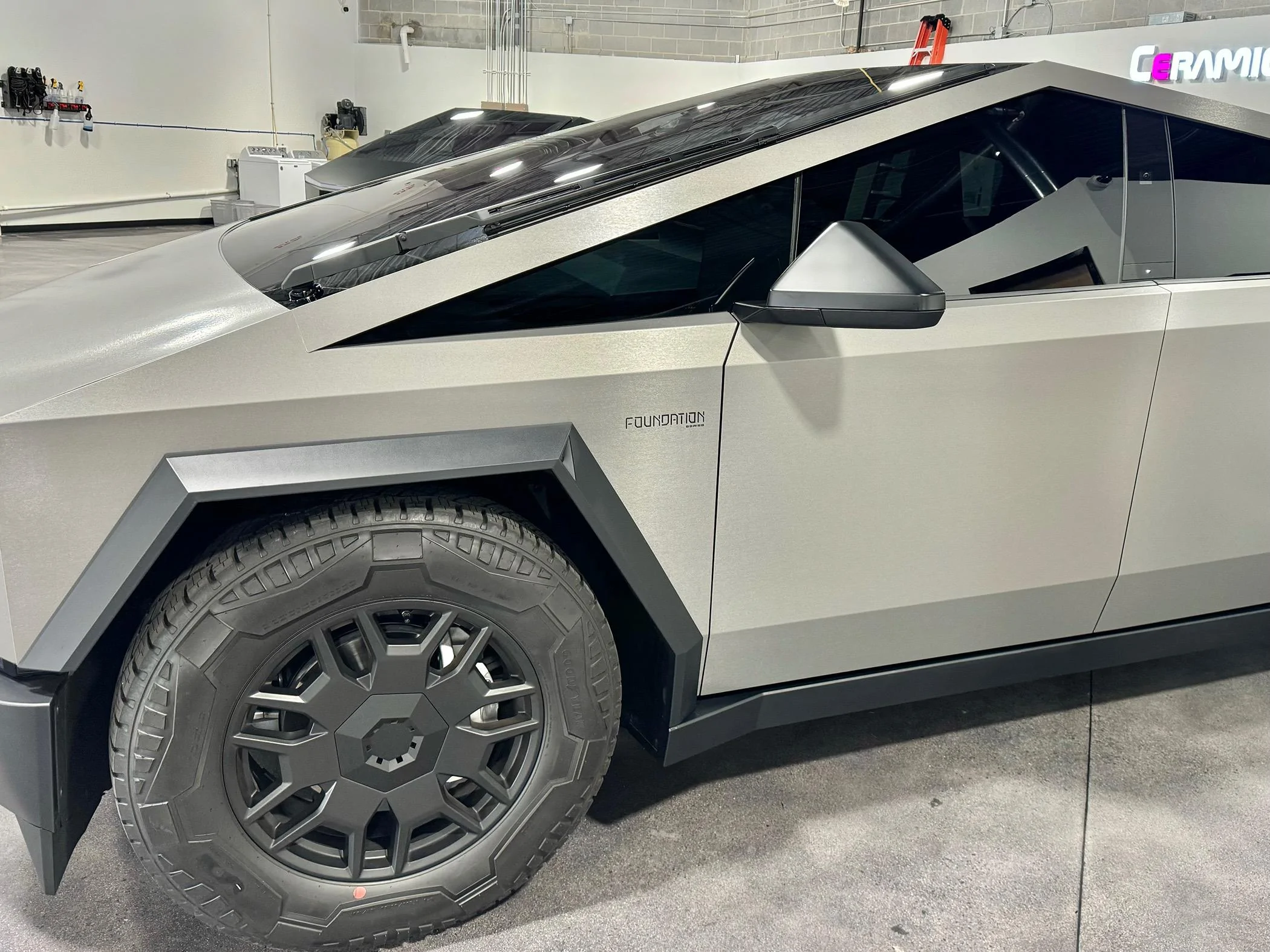 Tesla Cybertruck Brushed Steel Wrap (Avery) IMG_2348