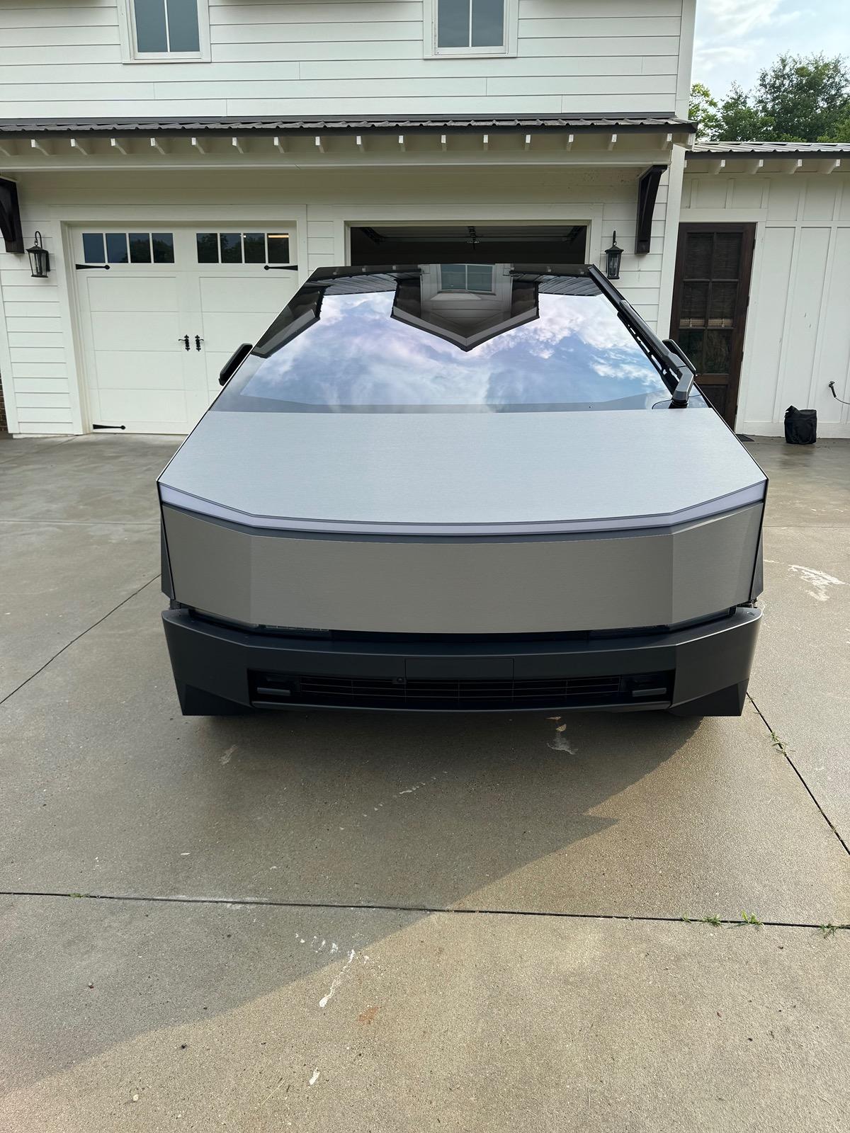 Tesla Cybertruck 3M Brushed Titanium Wrap keeps stainless steel look without fingerprints IMG_2358