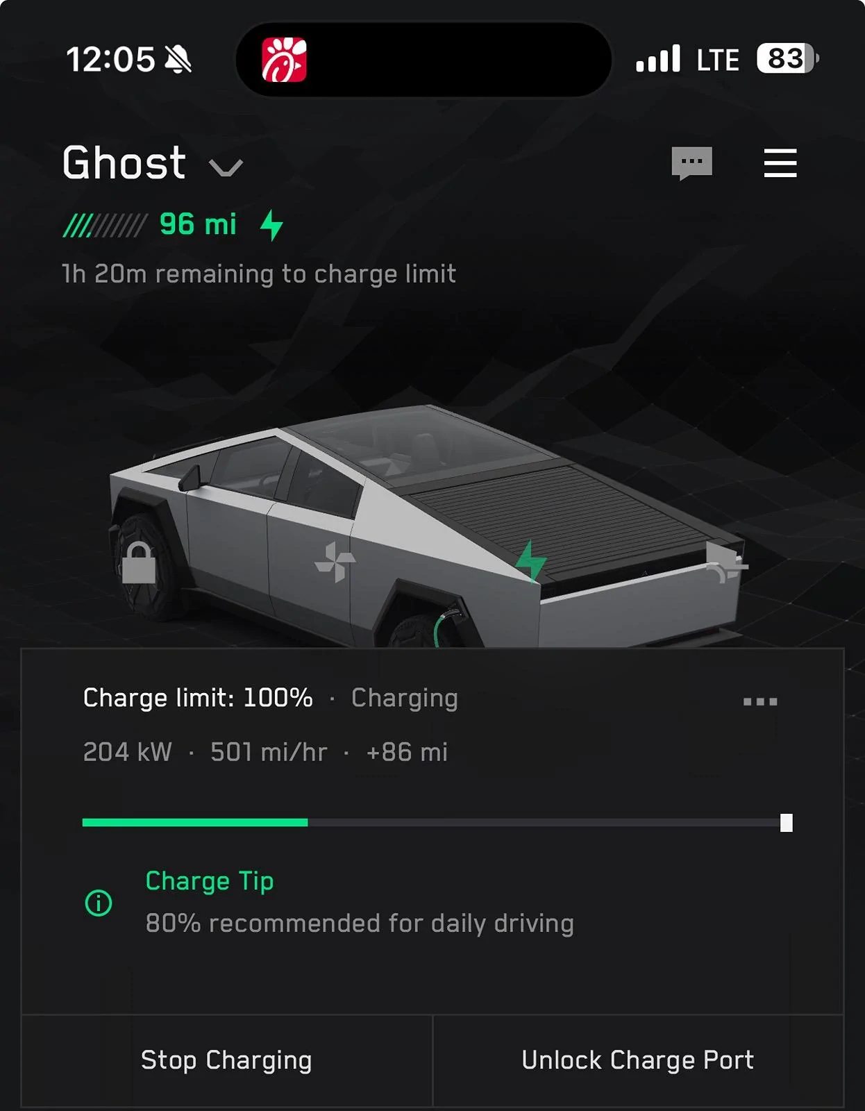 Tesla Cybertruck Charging rates IMG_1223