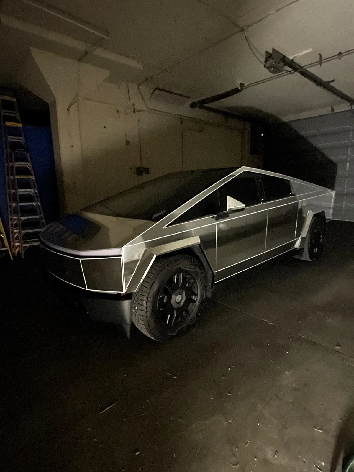 Tesla Cybertruck Chrome wrap with PPF and Tron stripes IMG_7333