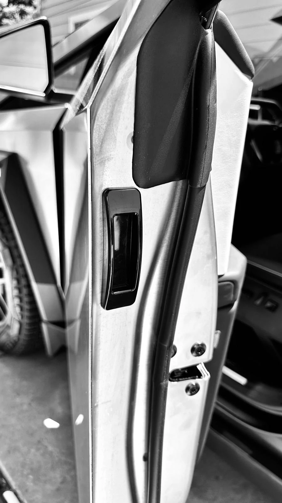 Tesla Cybertruck $16.99 Fix For Fingerprint-Free Door Closing -- Stick On Door Handle IMG_6263