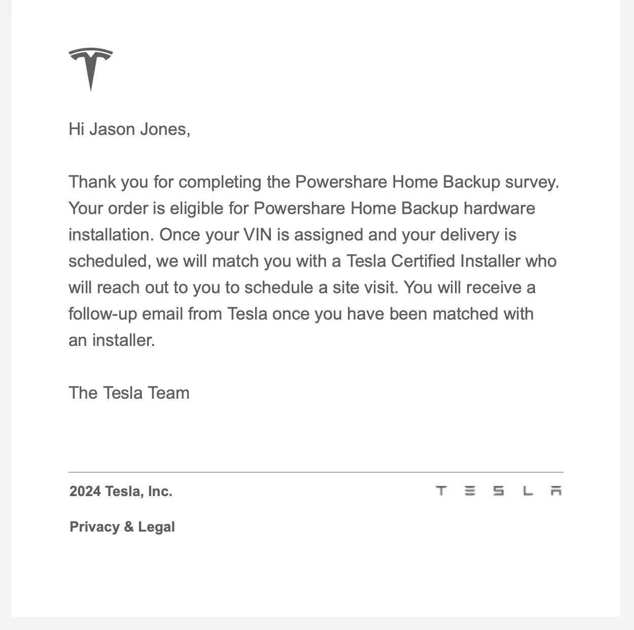 Tesla Cybertruck Tesla changed the Powershare benefit for FS CT orders - from $4000 credit to $2500 voucher Image 5-28-24 at 9.16 AM