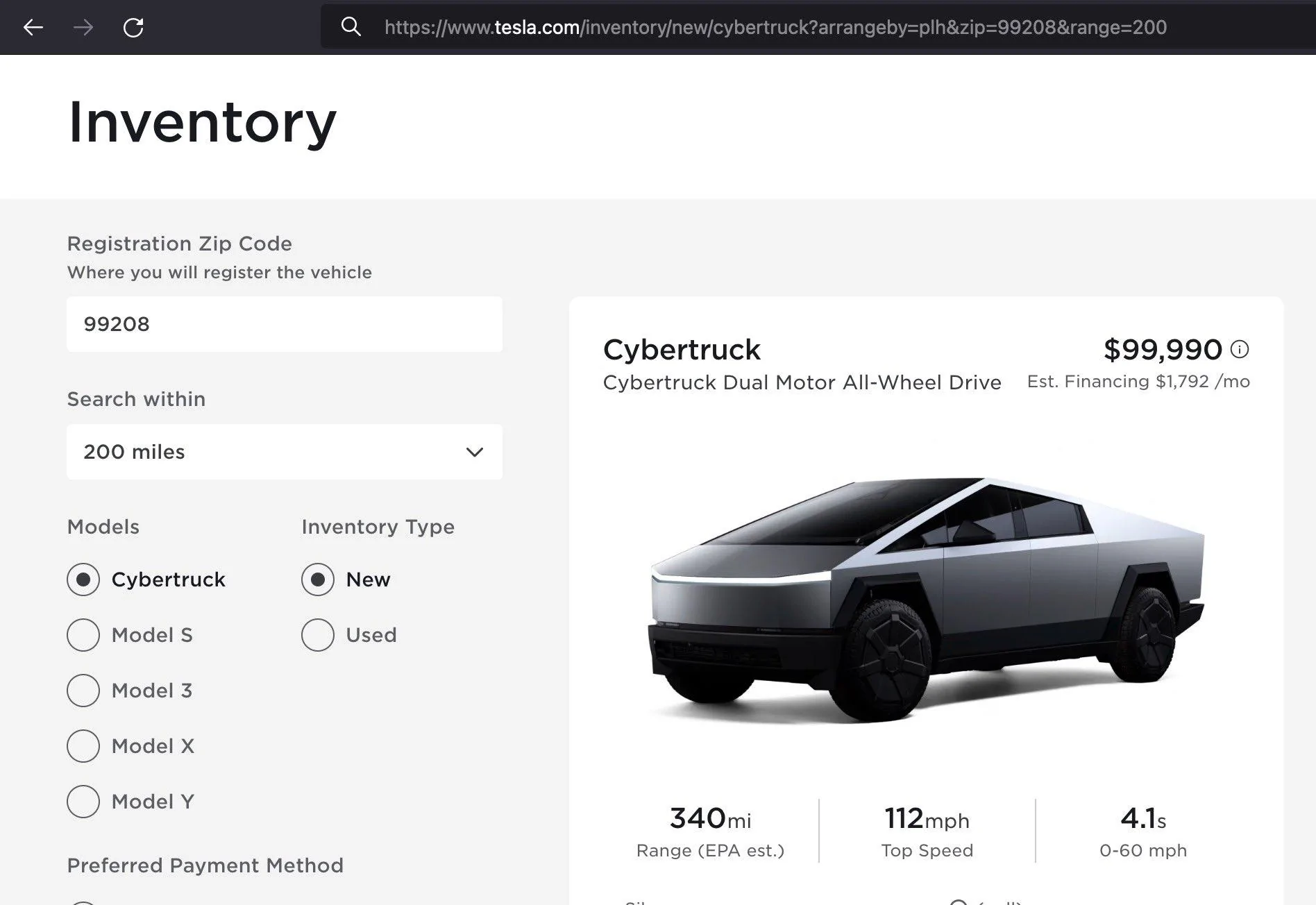 Tesla Cybertruck 1 Cybertruck spotted on Tesla Available Inventory page cybertruck tesla inventory pag