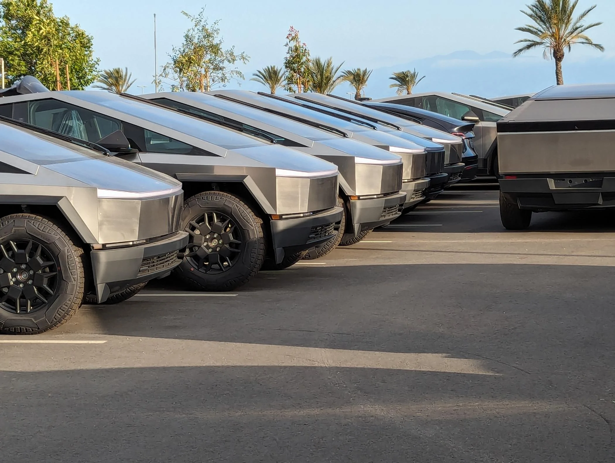 Tesla Cybertruck Lots of CTs in Upland, CA PXL_20240526_013236788