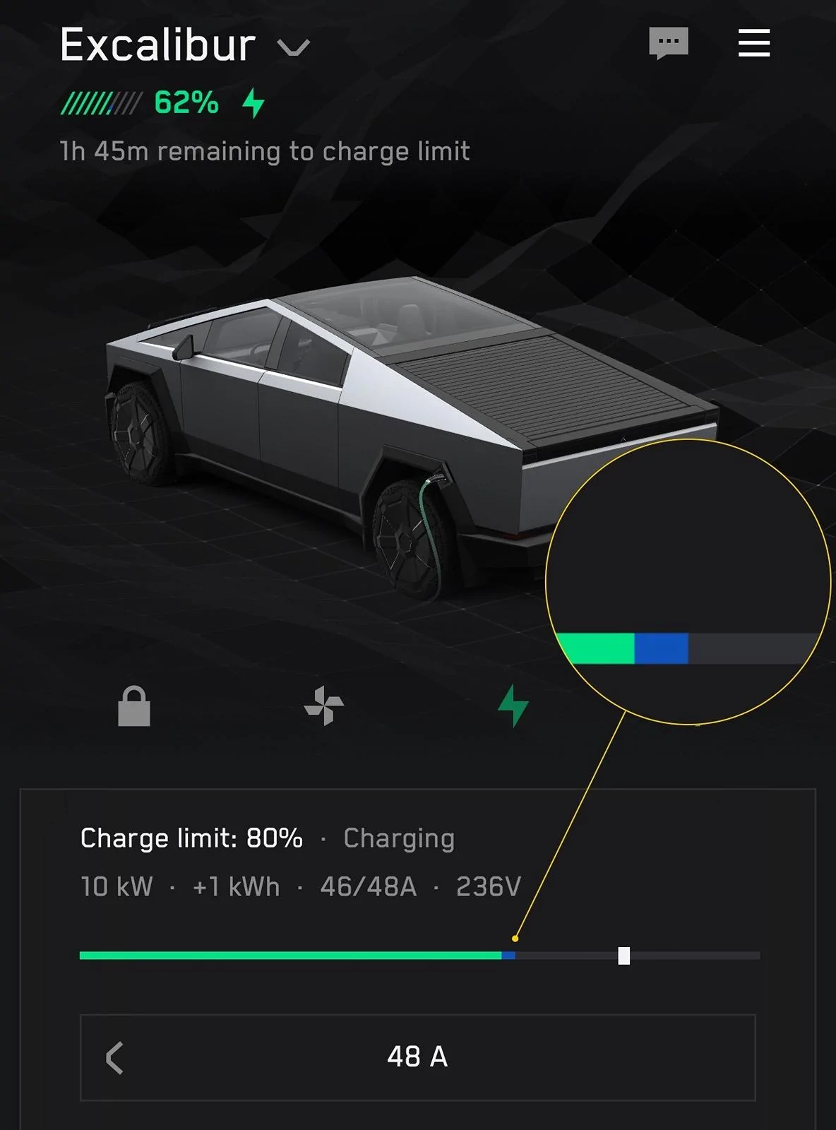 Tesla Cybertruck What is the blue segment on the charge progress bar? IMG_7322