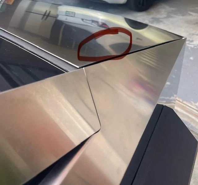 Tesla Cybertruck Hood dent IMG_1683