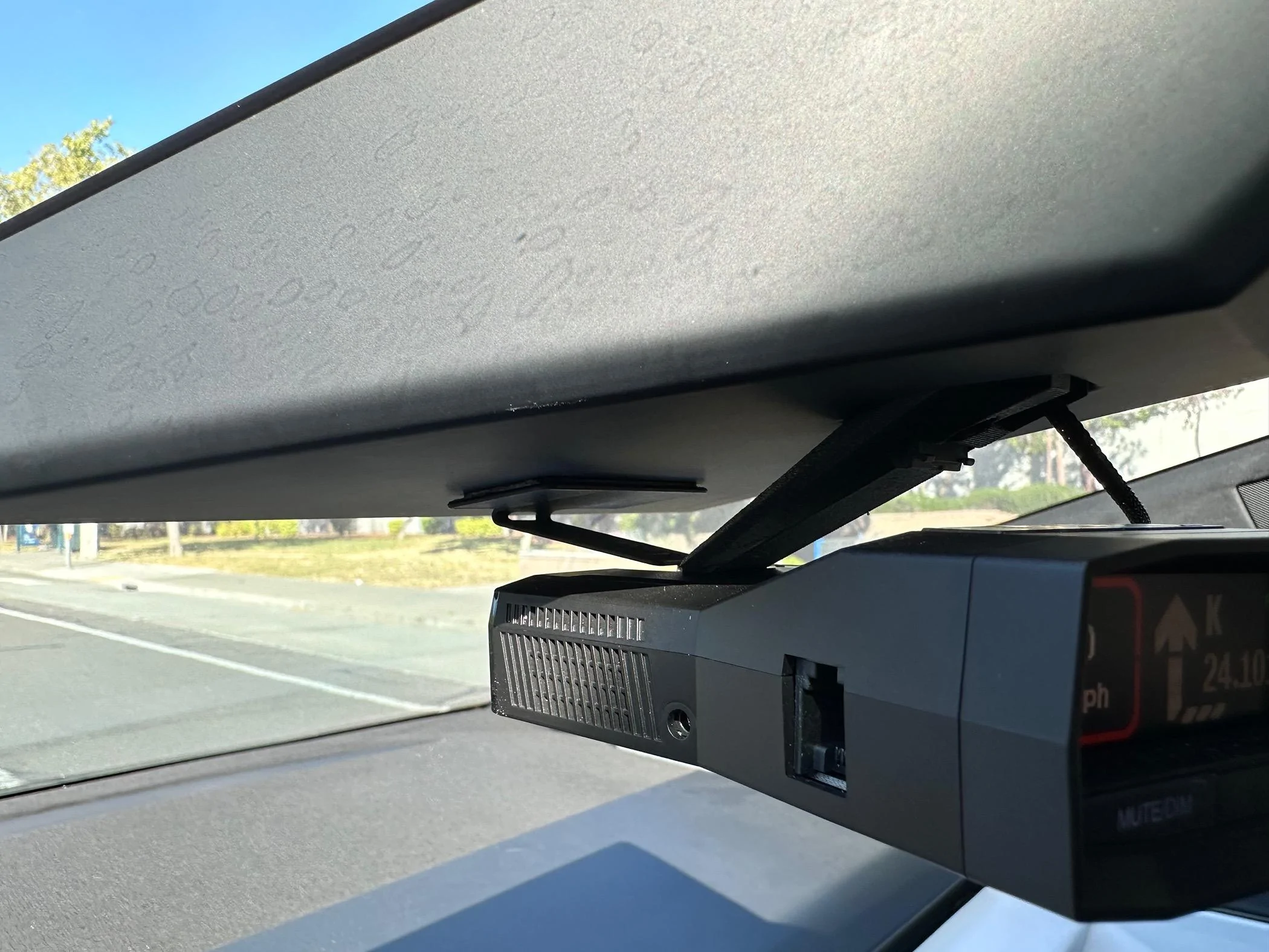 Tesla Cybertruck 3D print mount for Uniden radar detector IMG_9780