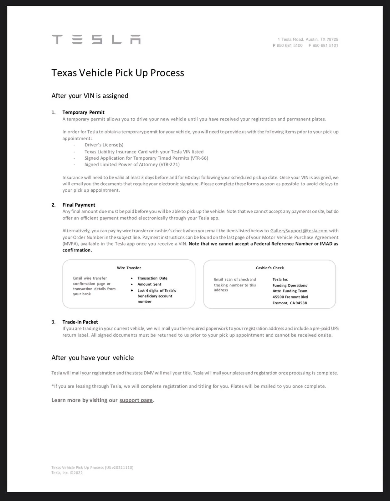 Tesla Cybertruck Received text from Tesla re “Texas Vehicle Pick Up Process” IMG_1035