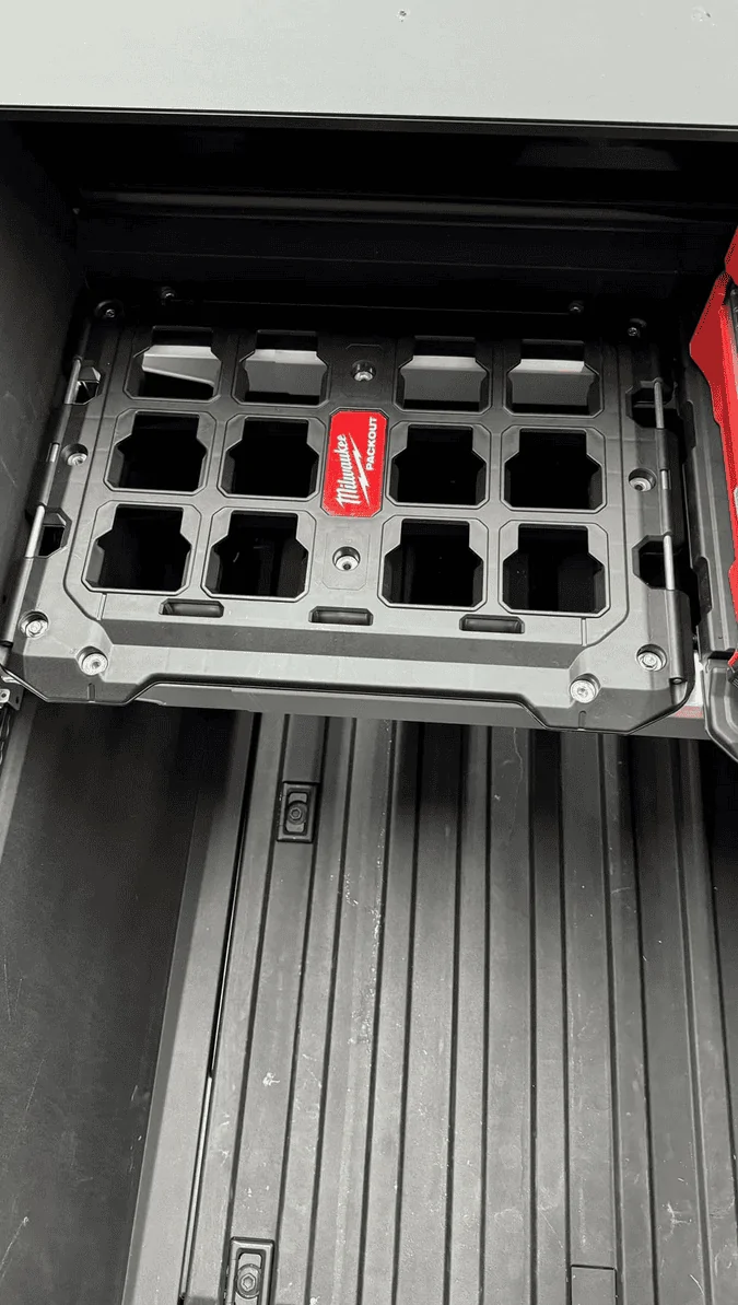 Tesla Cybertruck Milwaukee Packout build with toolbox shelf in bed vault 🧰 Screen Shot 2024-05-30 at 11.22.30 PM