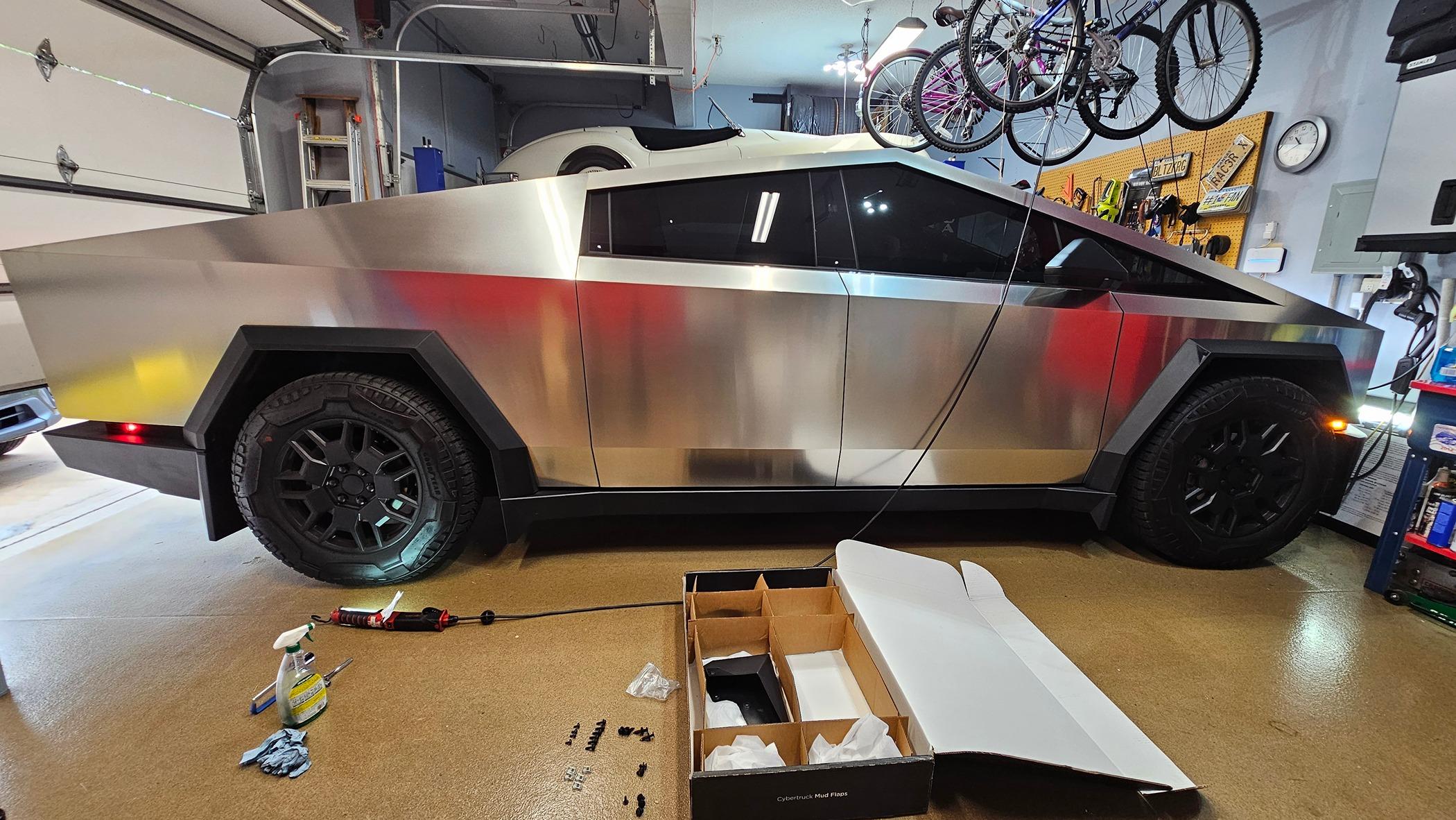 Tesla Cybertruck Mud flaps install DIY video 1000027674