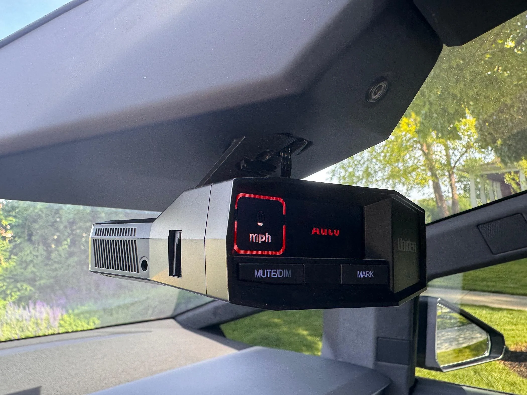 Tesla Cybertruck 3D print mount for Uniden radar detector IMG_4218