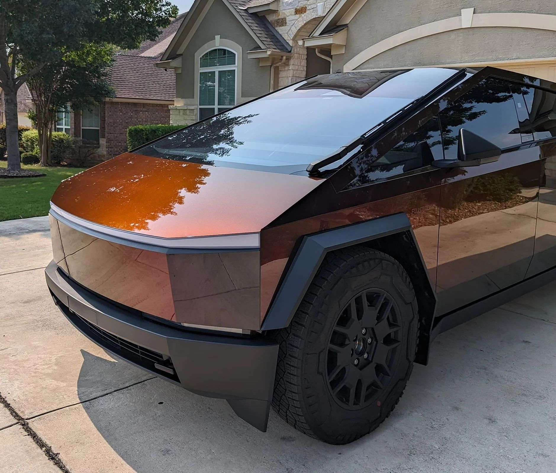 FlexiShield Assassin Red Color Shift PPF wrapped Cybertruck | Tesla ...