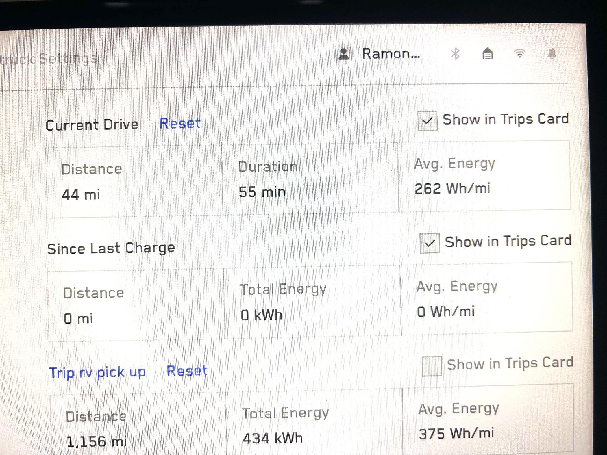 Tesla Cybertruck 375 Wh/mi average energy consumption over 1,156 miles (after latest software update)! IMG_9369
