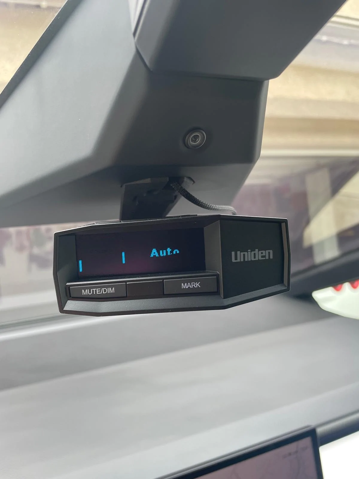 Tesla Cybertruck 3D print mount for Uniden radar detector IMG_1474