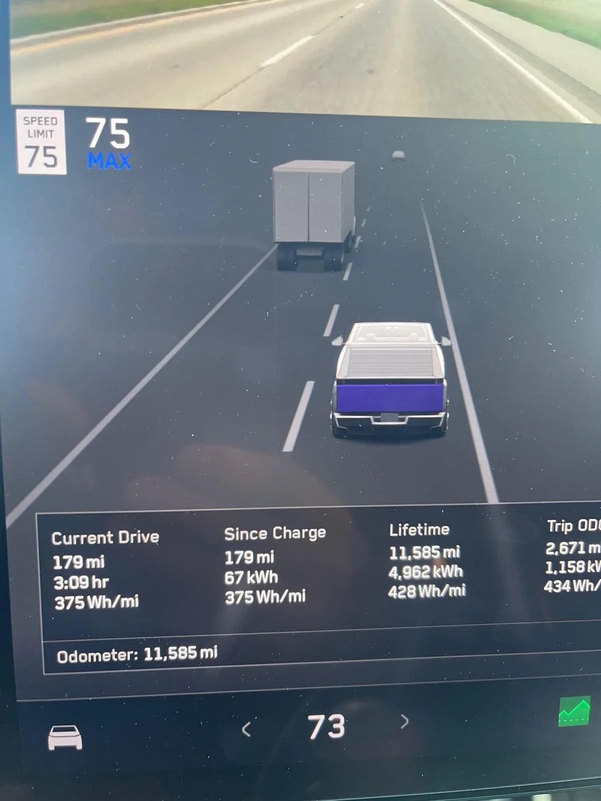 Tesla Cybertruck 375 Wh/mi average energy consumption over 1,156 miles (after latest software update)! IMG_7315