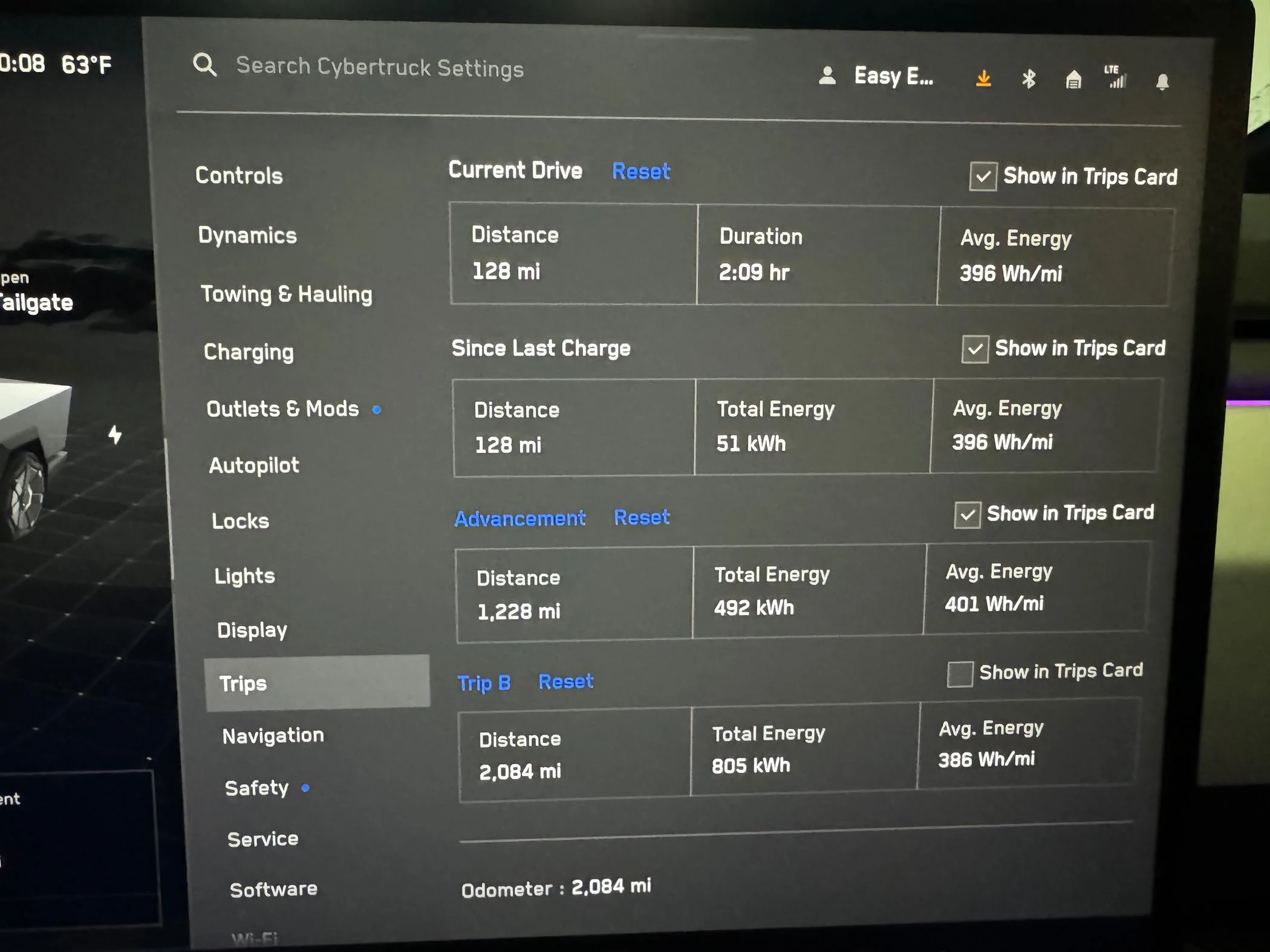 Tesla Cybertruck 375 Wh/mi average energy consumption over 1,156 miles (after latest software update)! IMG_4149