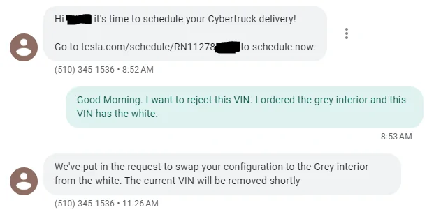 Tesla Cybertruck I have a VIN!!!.....but Tesla changed me to white interior. 1717526196726-e8