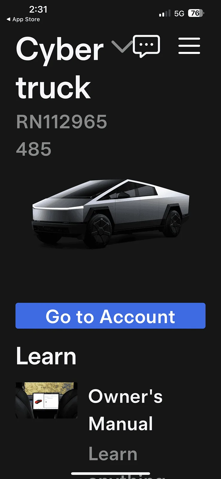 Tesla Cybertruck Trouble with app? I got my vin number 5/17 and all my tasks are complete. Today I updated Tesla app and it’s now not showing any of the task tabs… IMG_5283